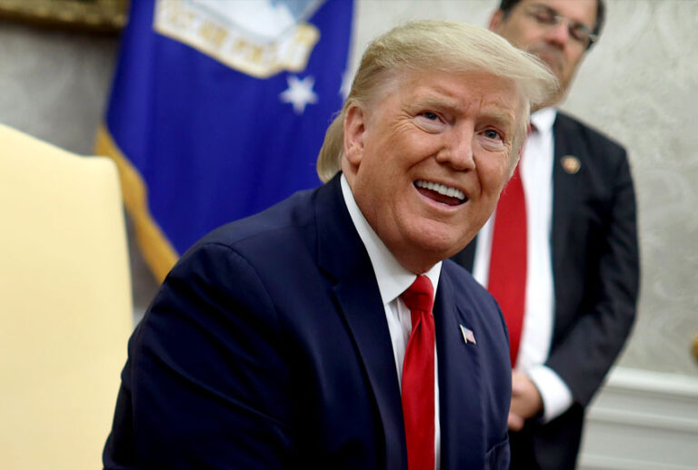 U.S. President Donald Trump speaks to members of the media during a meeting with Prime Minister of Greece Kyriakos Mitsotakis in the Oval Office of the White House January 7, 2020 in Washington, DC. Prime Minister Mitsotakis is expected to discuss various issues with President Trump, including Greece’s relations with Turkey. (Alex Wong/Getty Images)