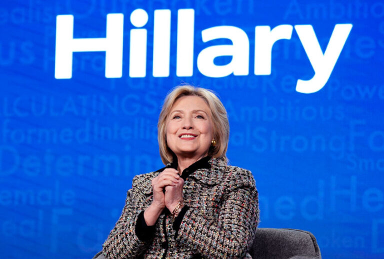 Hillary Rodham Clinton speaks onstage during the Hulu Panel at Winter TCA 2020 at The Langham Huntington, Pasadena on January 17, 2020 in Pasadena, California. (Erik Voake/Getty Images for Hulu)