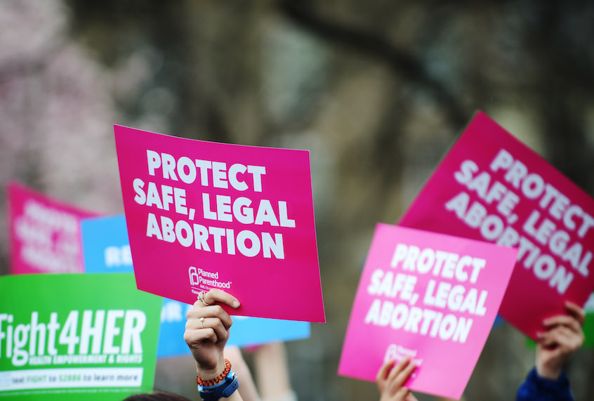 People attend a "Fight4Her" pro-choice rally in front of the White House at Lafayette Square on March 29, 2019 in Washington, DC. (Astrid Riecken/Getty Images)