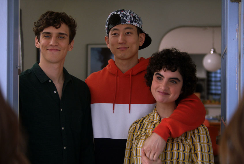 Nick Hargrove, Jake Choi, and Sarah Yarkin, in "Single Parents" (ABC)