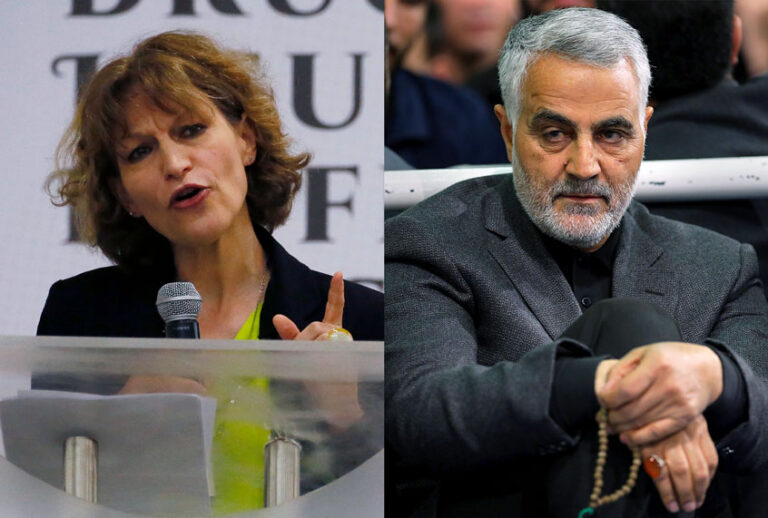 Qassem Soleimani and Agnes Callamard (AP Photo/Bullit Marquez/Office of the Iranian Supreme Leader)