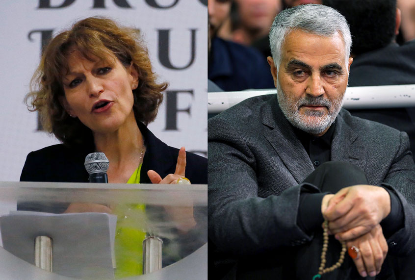 Qassem Soleimani and Agnes Callamard (AP Photo/Bullit Marquez/Office of the Iranian Supreme Leader)
