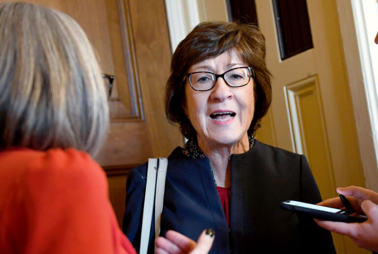 Sen. Susan Collins, R-Maine, talks to reporters on Capitol Hill in Washington, Wednesday, Jan. 15, 2020. (AP Photo/Susan Walsh)