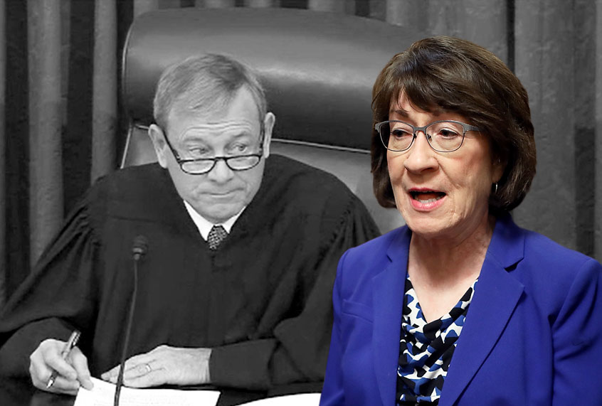 Sen. Susan Collins (R-ME) and Supreme Court Chief Justice John Roberts (Senate Television/Win McNamee/Getty Images/Salon)