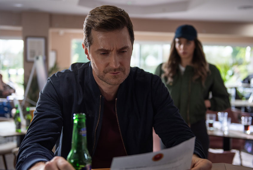 Richard Armitage and Hannah John-Kamen in "The Stranger" (Netflix)