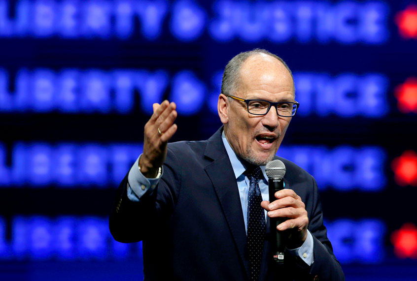 Democratic National Committee Chair Tom Perez speaks during the Iowa Democratic Party's Liberty and Justice Celebration, Friday, Nov. 1, 2019, in Des Moines, Iowa. (AP Photo/Nati Harnik)