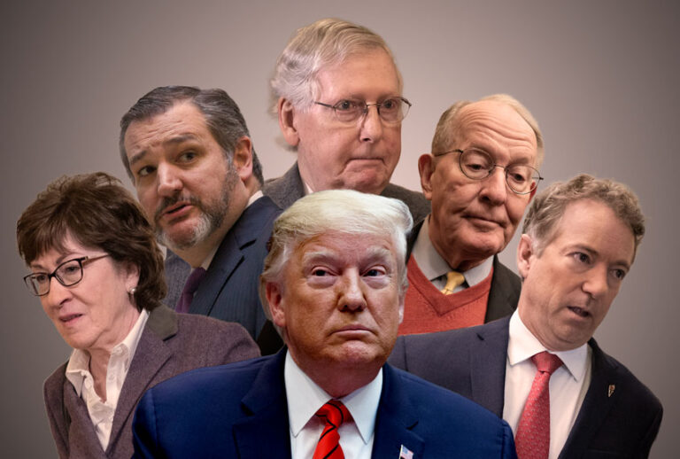 Donald Trump, Susan Collins, Lamar Alexander, Rand Paul, Ted Cruz, and Mitch McConnell (AP Photo/Getty Images/Salon)
