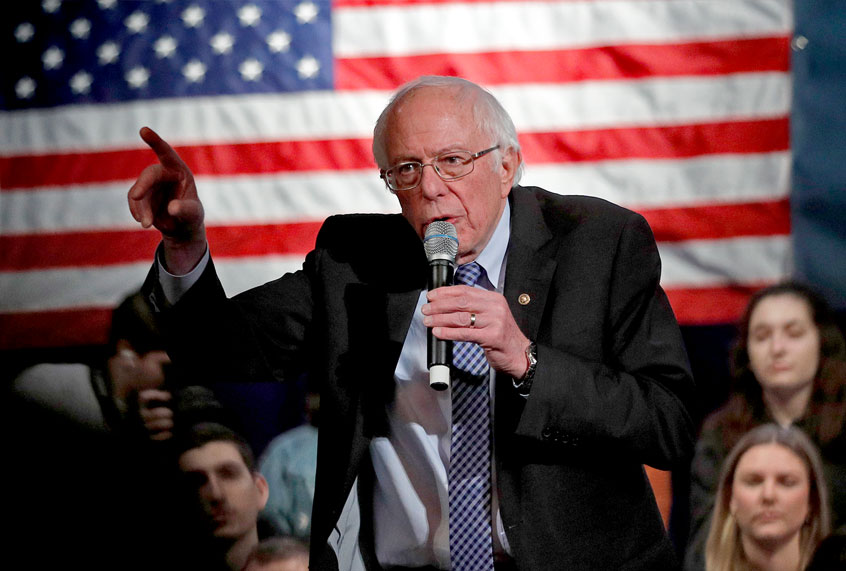 Democratic presidential candidate Sen. Bernie Sanders, I-Vt., speaks at a town hall campaign event at the Rochester Opera House, Saturday, Feb. 8, 2020, in Rochester, N.H. (AP Photo/Robert F. Bukaty)