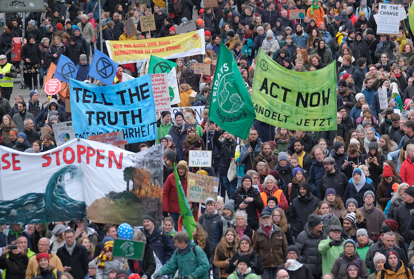 Tens of thousands of marchers participate in a Fridays for Future climate protest on February 21, 2020 in Hamburg, Germany. (Sean Gallup/Getty Images)
