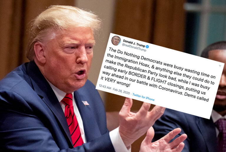 Donald Trump's tweet from Feb. 28, 2020 (AP Photo/Manuel Balce Ceneta/Twitter/Salon)