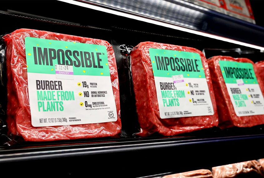 "Impossible Foods" burgers made from plant-based substitutes for meat products (ANGELA WEISS/AFP via Getty Images)