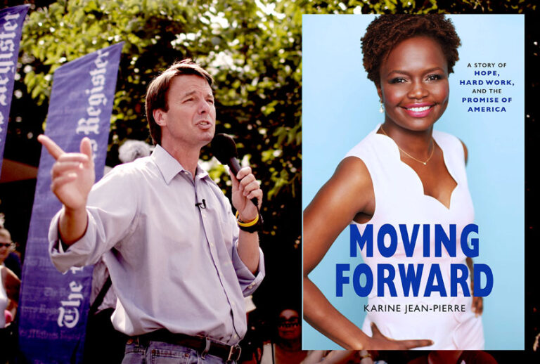 Democratic Presidential Candidate former U.S. Senator John Edwards (D-NC) at the Iowa State Fair August 16, 2007 in Des Moines, Iowa. The fair runs until August 19th and is expected to draw about 1 million people. Sen. Barack Obama also made a campaign stop at the fair today.  / "Moving Forward: A Story of Hope, Hard Work, and the Promise of America" by Karine Jean-Pierre (Charles Ommanney/Getty Images/Hanover Square Press/Salon)