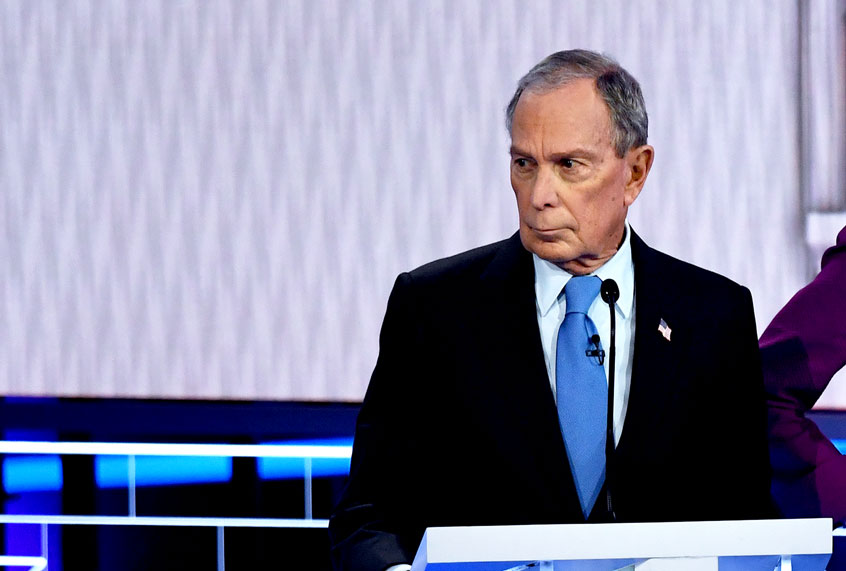 Democratic presidential hopeful former New York Mayor Mike Bloomberg looks on during the ninth Democratic primary debate of the 2020 presidential campaign season co-hosted by NBC News, MSNBC, Noticias Telemundo and The Nevada Independent at the Paris Theater in Las Vegas, Nevada, on February 19, 2020. (MARK RALSTON/AFP via Getty Images)