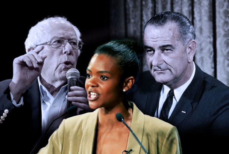 Candace Owens, Bernie Sanders, and Lyndon B Johnson (Getty Images/AP Photo/Salon)
