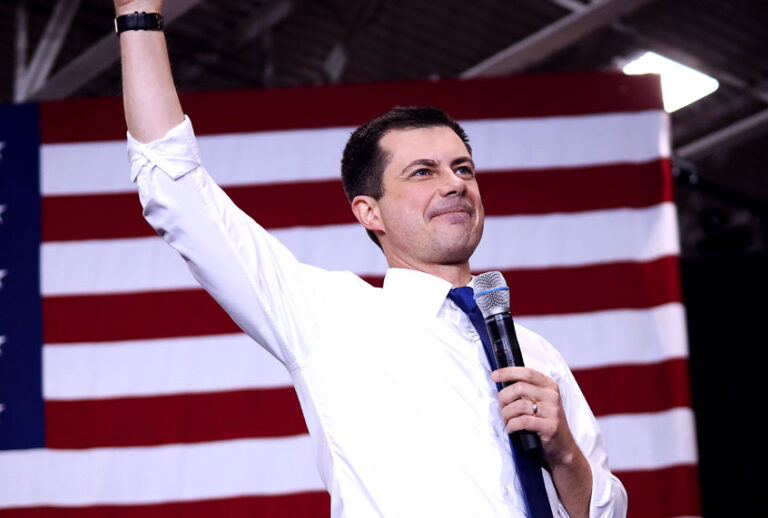 Democratic presidential candidate former South Bend, Indiana Mayor Pete Buttigieg arrives on stage before speaking at a Get Out the Vote rally February 08, 2020 in Lebanon, New Hampshire. New Hampshire holds its first in the nation primary in three days. (Win McNamee/Getty Images)
