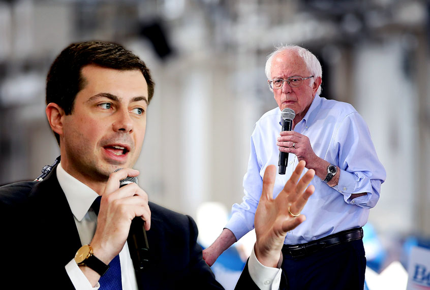 Bernie Sanders and Pete Buttigieg (AP Photo/Matt York/Christopher Victorio/imageSPACE/MediaPunch)