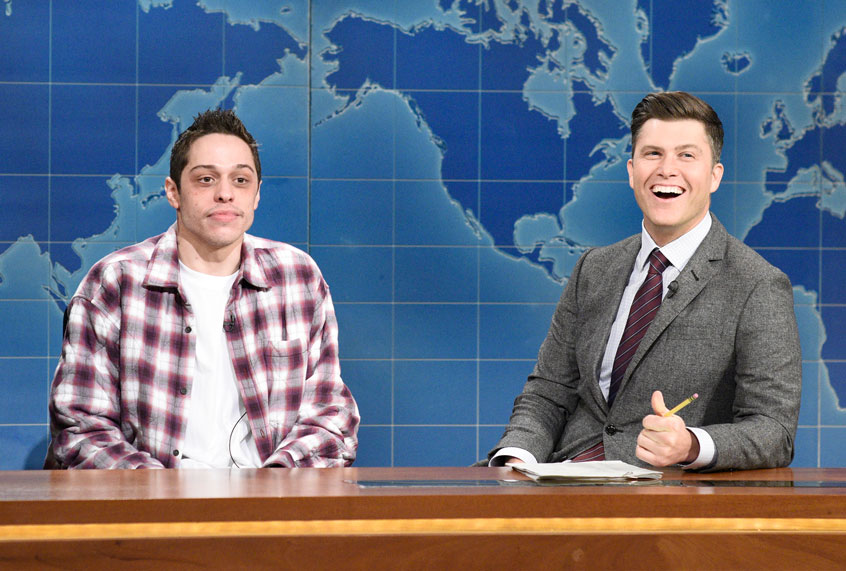 Pete Davidson and Colin Jost during Weekend Update on Saturday, December 21, 2019 (Will Heath/NBC)