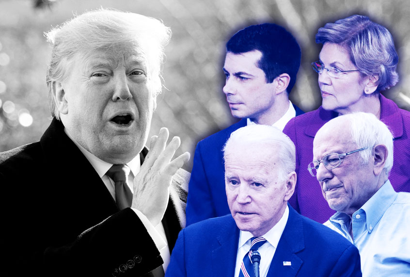Donald Trump, Bernie Sanders, Joe Biden, Elizabeth Warren, and Pete Buttigieg (AP Photo/Getty Images/Salon)