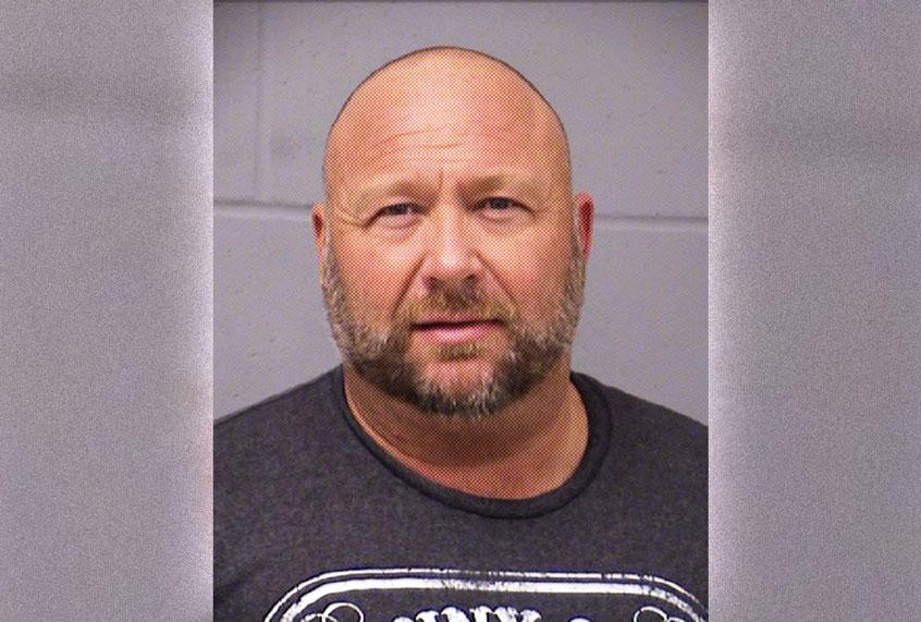 InfoWars founder Alex Jones is seen in a police booking photo in Austin after his arrest on charges of DWI (driving while intoxicated) after a traffic stop March 10, 2020 Travis County, Texas. Jones was released on bond. (Travis County Sheriff’s Office/Handout via Getty Images)