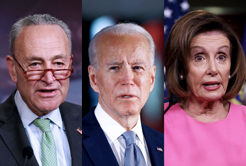 Chuck Schumer, Joe Biden, and Nancy Pelosi (AP Photo/Getty Images/Salon)