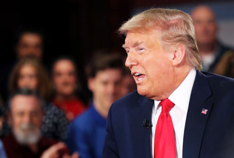 President Donald Trump participates in a Fox News Town Hall event on March 05, 2020 in Scranton, Pennsylvania. Among other topics, President Trump discussed his administration's response to the Coronavirus and the economy. (Spencer Platt/Getty Images)