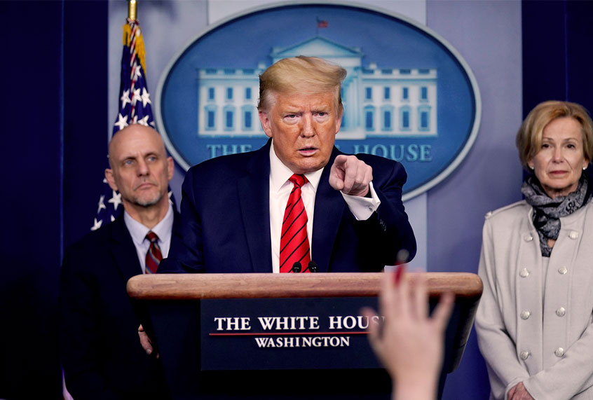 President Donald Trump takes questions during press briefing with the coronavirus task force, at the White House, Thursday, March 19, 2020, in Washington. (AP Photo/Evan Vucci)