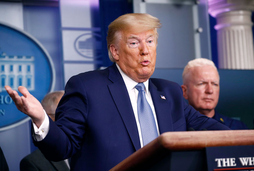 President Donald Trump speaks during a coronavirus task force briefing at the White House (AP Photo/Patrick Semansky)