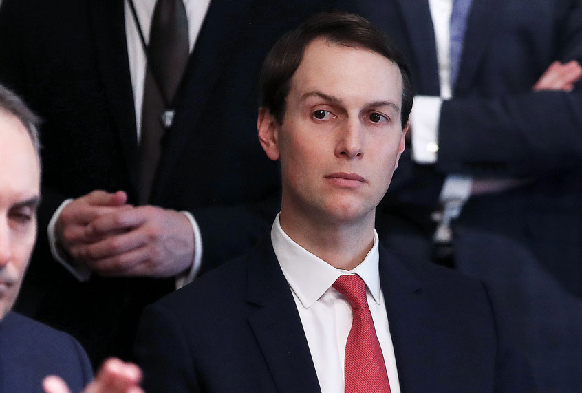 White House senior advisor Jared Kushner (L) attends a meeting with U.S. President Donald Trump several CEOs of major Banks discussing the coronavirus covid-19 response during a meeting in the Cabinet Room at the White House, on March 11, 2020 in Washington, DC. (Mark Wilson/Getty Images)