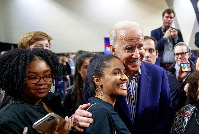 Democratic presidential candidate former Vice President Joe Biden speaks to members of the press at the National Constitution Center in Philadelphia, Tuesday, March 10, 2020. (AP Photo/Matt Rourke)