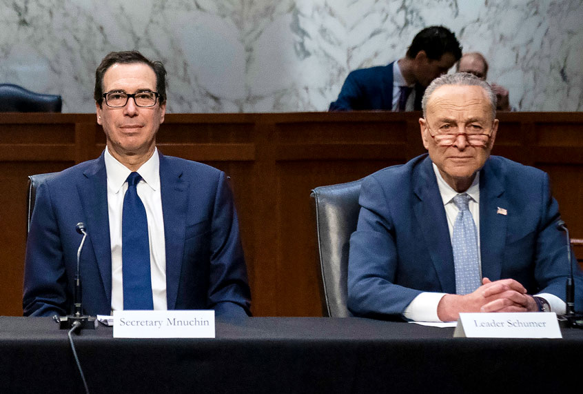 U.S. Treasury Secretary Steven Mnuchin, and Senate Minority Leader Chuck Schumer (Drew Angerer/Getty Images)