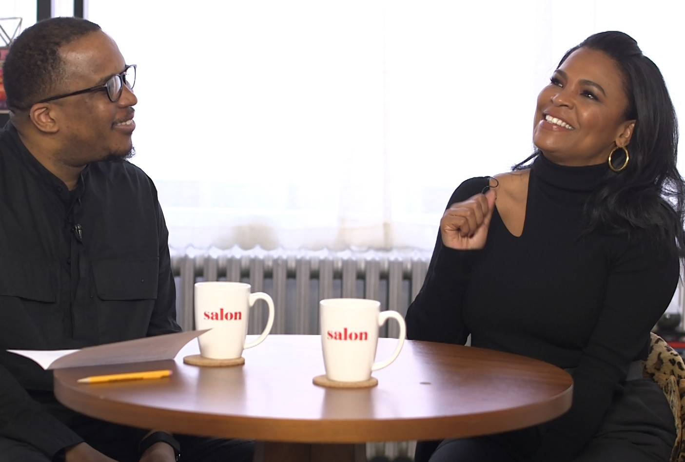 D. Watkins and Nia Long on "Salon Talks" ("Salon Talks")