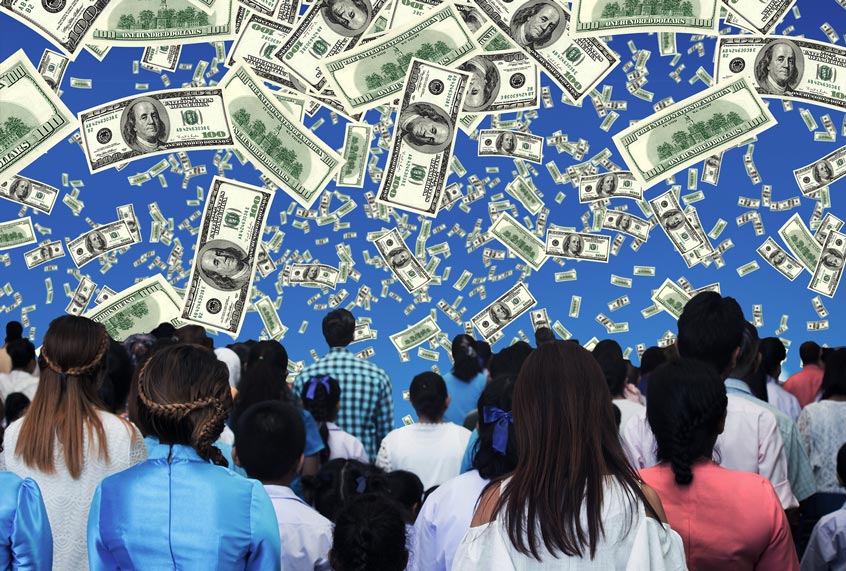 Cash raining down on the masses (Getty Images/Salon)