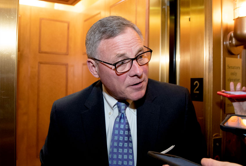 Sen. Richard Burr, R-N.C., speaks with reporters on Capitol Hill, Tuesday, Feb. 4, 2020 in Washington. (AP Photo/Alex Brandon)