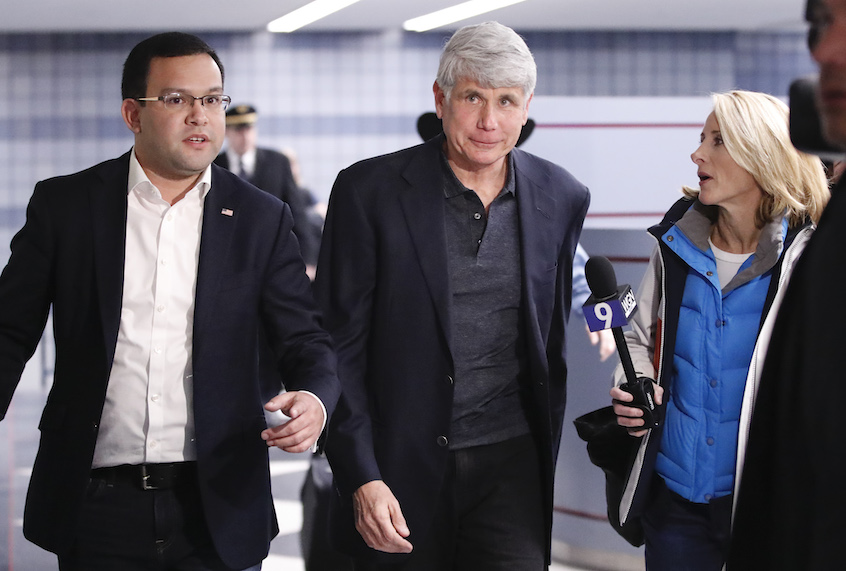 Former Illinois governor Rod Blagojevich arrives at O'Hare International Airport after being released from prison on February 19, 2020 in Chicago, Illinois. (Kamil Krzaczynski/AFP via Getty)