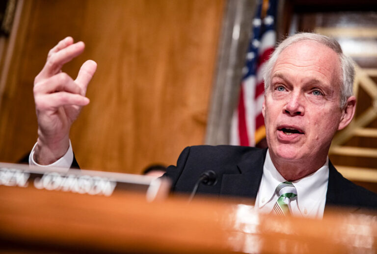 Chairman Ron Johnson (R-WI) speaks at the start of a Senate Homeland Security Committee hearing on the government's response to the novel coronavirus (COVID-19) outbreak on March 5, 2020 in Washington, DC. COVID-19 has taken hold in the United States and national and local governments are rushing to contain the virus and to find a cure. (Samuel Corum/Getty Images)