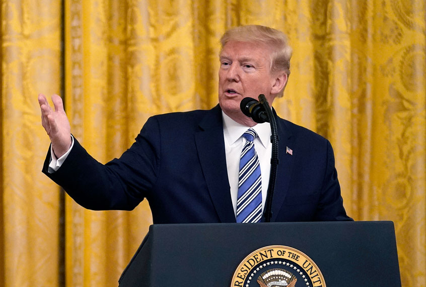 President Donald Trump speaks in the East Room of the White House, April 28, 2020, in Washington DC (AP Photo/Evan Vucci)