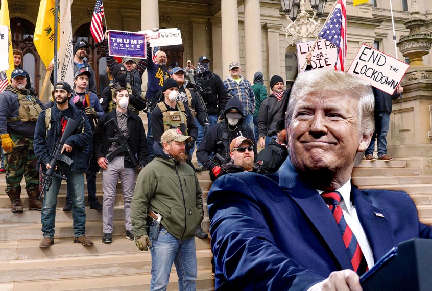 Donald Trump | "Michiganders Against Excessive Quarantine" protest (Getty Images/AP Photo/Salon)
