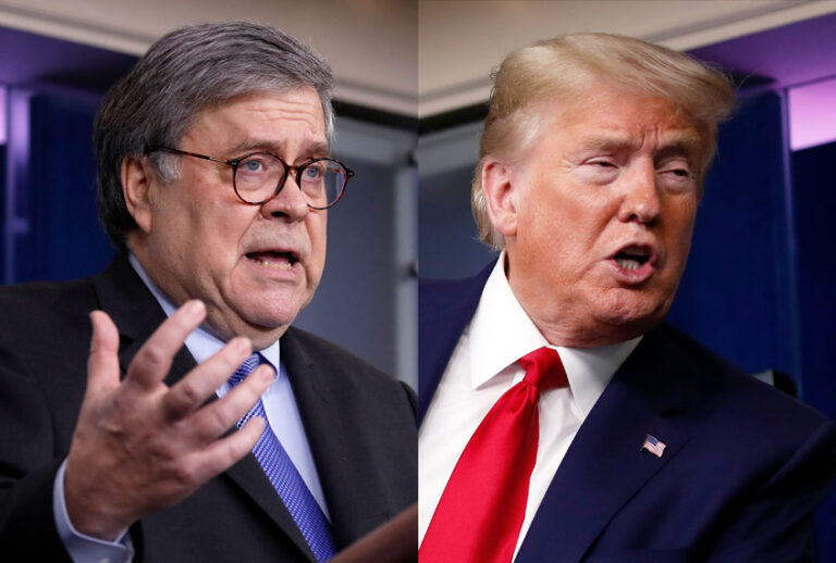 William Barr and Donald Trump (AP Photo/Alex Brandon/Salon)