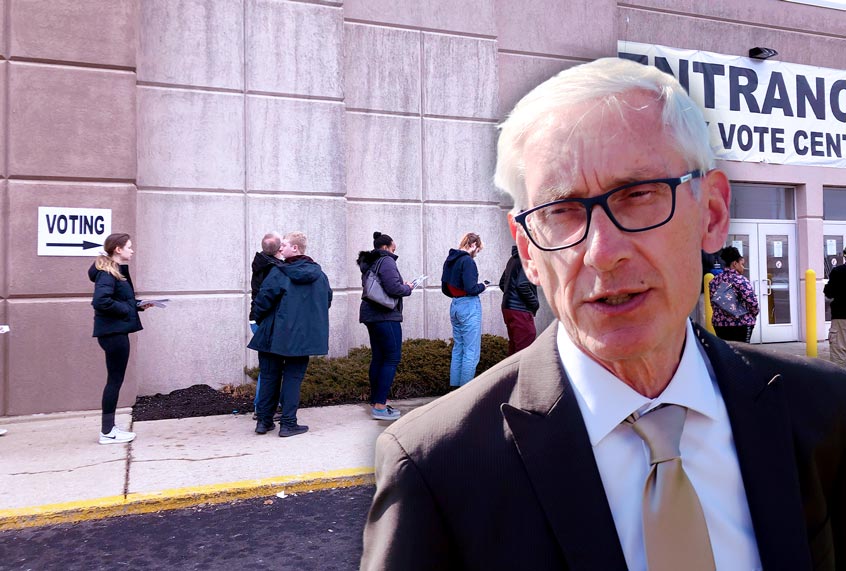 Gov. Tony Evers | Line at a voting center (AP Photo/Scott Bauer/Julie Carr Smyth)