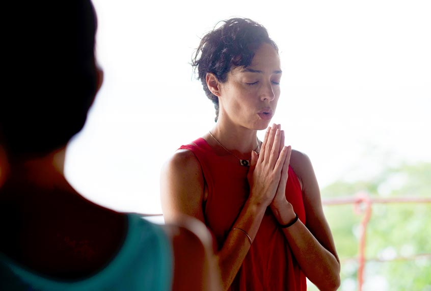 Woman doing a breathing exercise (Getty Images)