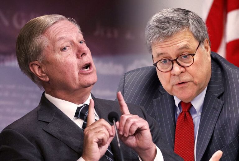 William Barr and Lindsey Graham (AP Photo/Salon)