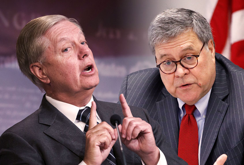William Barr and Lindsey Graham (AP Photo/Salon)