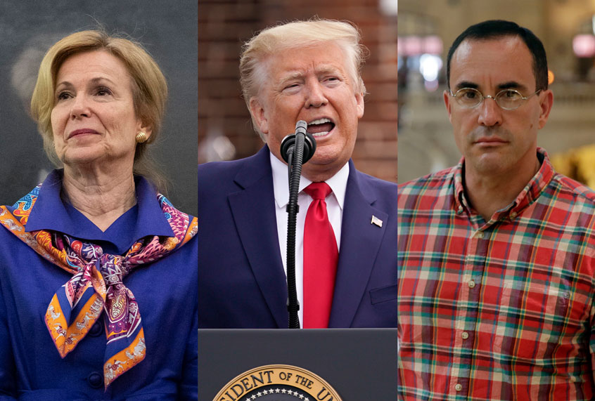 Dr. Deborah Birx, President Donald Trump and AIDS activist Gregg Gonsalves (AP Photo/Salon)