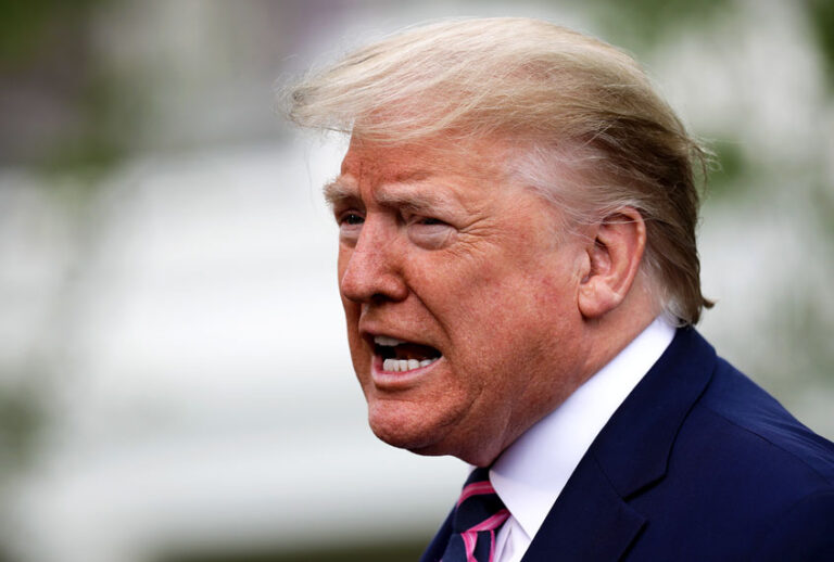 U.S. President Donald Trump talks to journalists as he departs the White House May 05, 2020 in Washington, DC. (Chip Somodevilla/Getty Images)