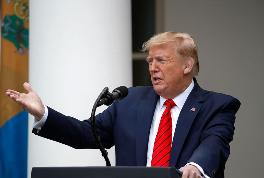 President Donald Trump speaks about the coronavirus during a press briefing in the Rose Garden of the White House, Monday, May 11, 2020, in Washington. (AP Photo/Alex Brandon)