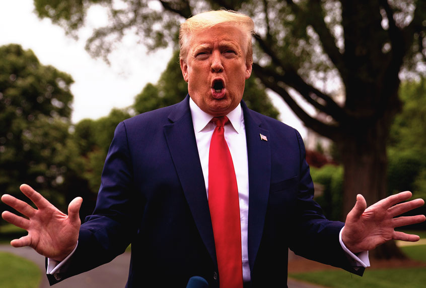 President Donald Trump talks to reporters before departing the White House for a trip to Michigan, Thursday, May 21, 2020, in Washington. (AP Photo/Evan Vucci)