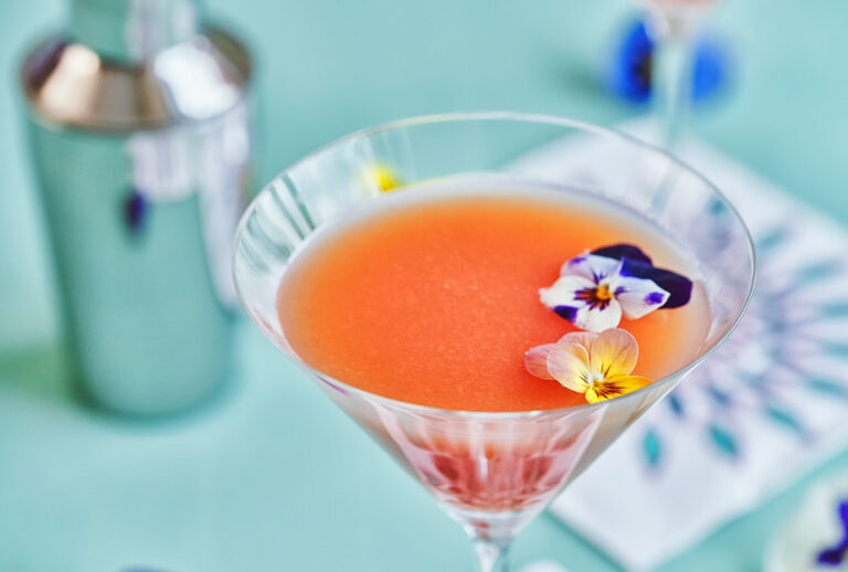 Greyhound Cocktail with Edible Flower (Getty Images)