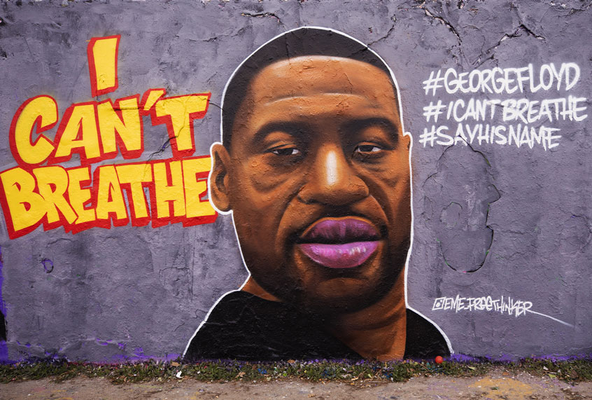 Mural of George Floyd, who died in police custody in Minneapolis (Abdulhamid Hosbas/Anadolu Agency via Getty Images)
