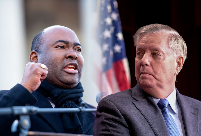 U.S. senate candidate Jaime Harrison and Senator Lindsey Graham (Getty Images/Salon)