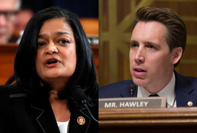 Rep. Pramila Jayapal, D-Wash. and Sen. Josh Hawley, R-Mo. (AP Photo/Salon)